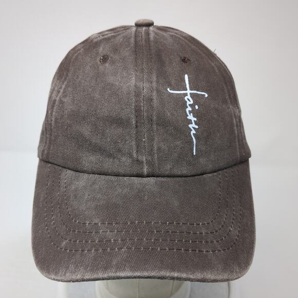 Faith Slideback Hat Brown One Size Adjustable Solid 6 Panel Vent Holes - Picture 2 of 8
